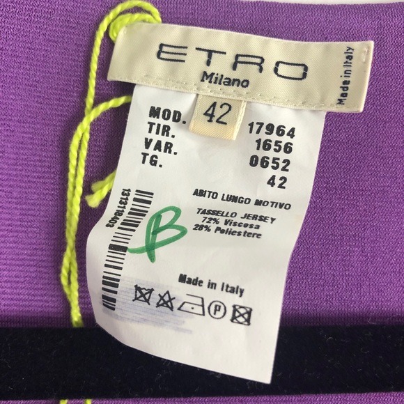 NWOT Etro Purple Deep V Maxi Dress Gown - Picture 8 of 13